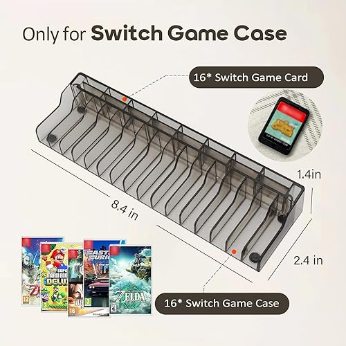 Miniatura 2 de Nargos Switch & Switch 2 Game Cases Cards Holder for Table, Desk Cabinet Game Storage Organizer Stand (16 Cases, 16 Cards)