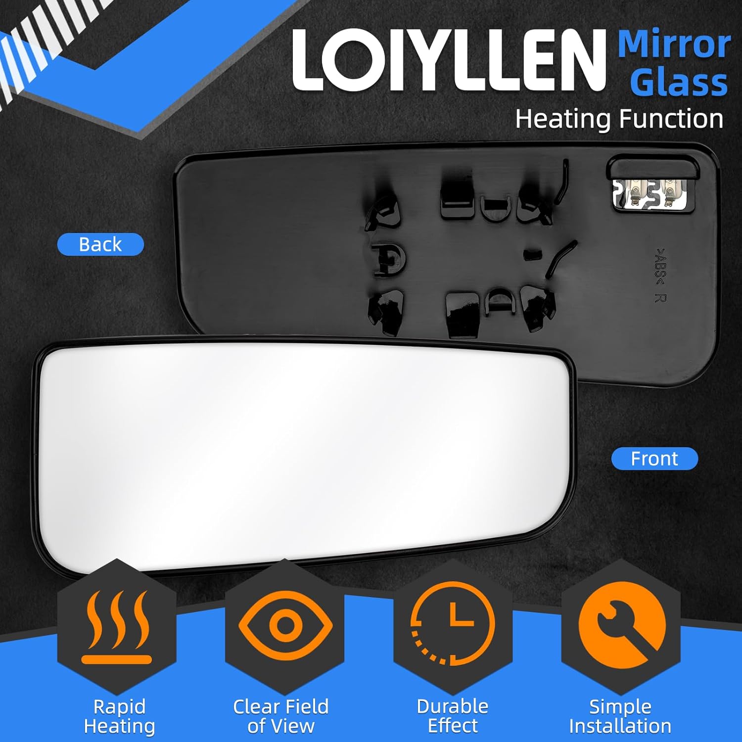 Passenger Side Mirror Replacement for Ford F150 2015-2020, F250 F350 F450 F550 2017-2020 - Lower Tow Mirror Glass, Right Towing Mirrors Glass with Power Heated