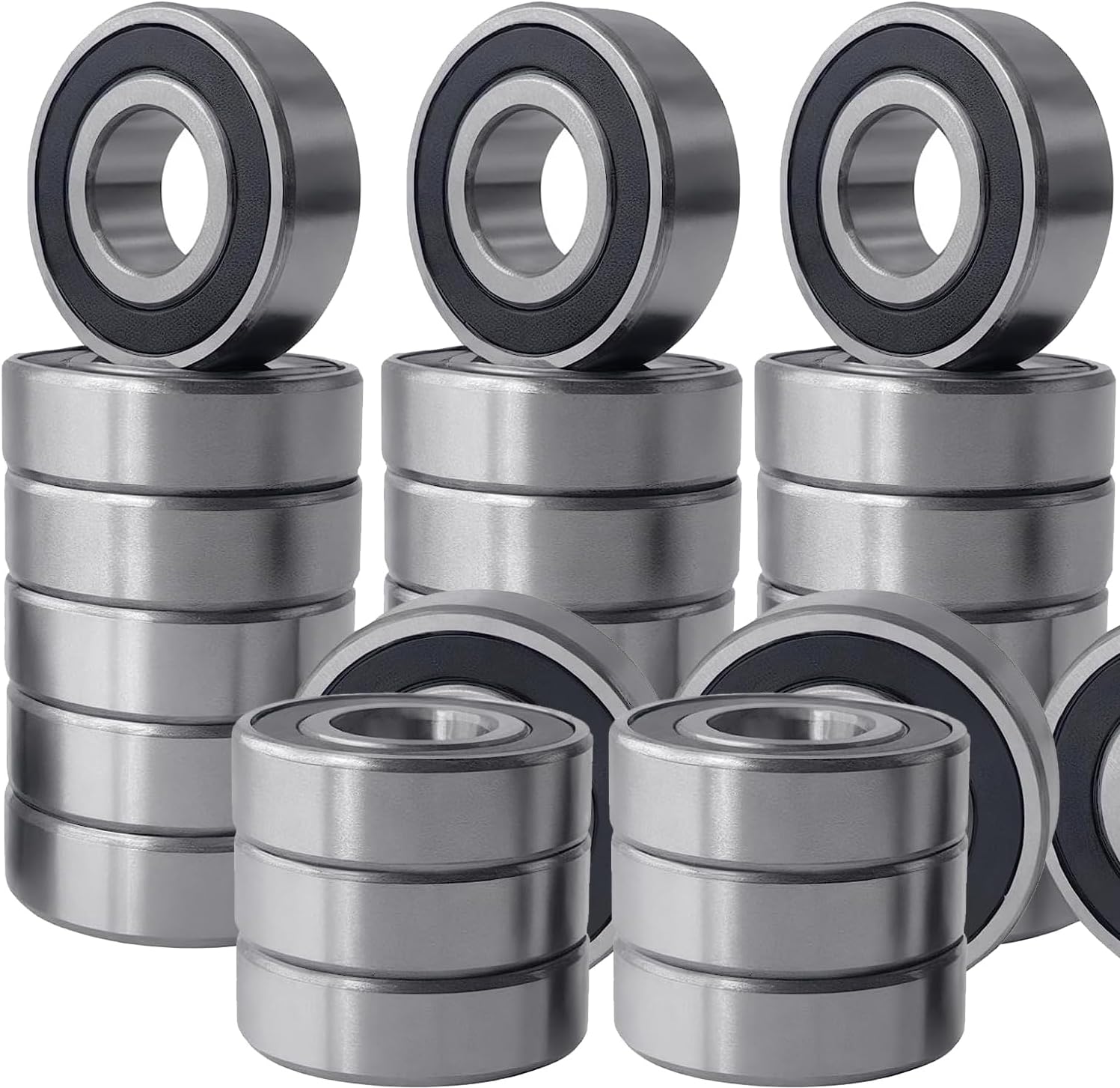 Tonmp 20 PCS R8-2RS 1/2 inch Bore Double Rubber Sealed Roller Ball Bearing 1/2 x1-1/8 x5/16 Inch ABEC3 Precision Small Ball Bearing for Electric Motor, Wheels, Home Appliances, Garden Machinery