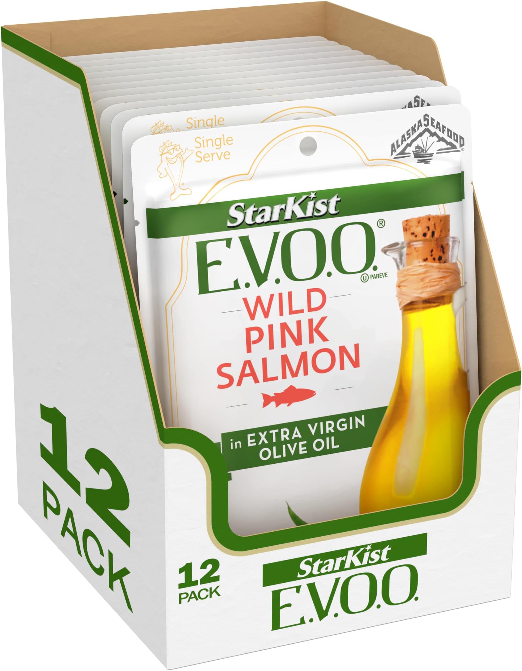 StarKist E.V.O.O. Wild-Caught Pink Salmon, 2.6oz Pouch, 12-Pack