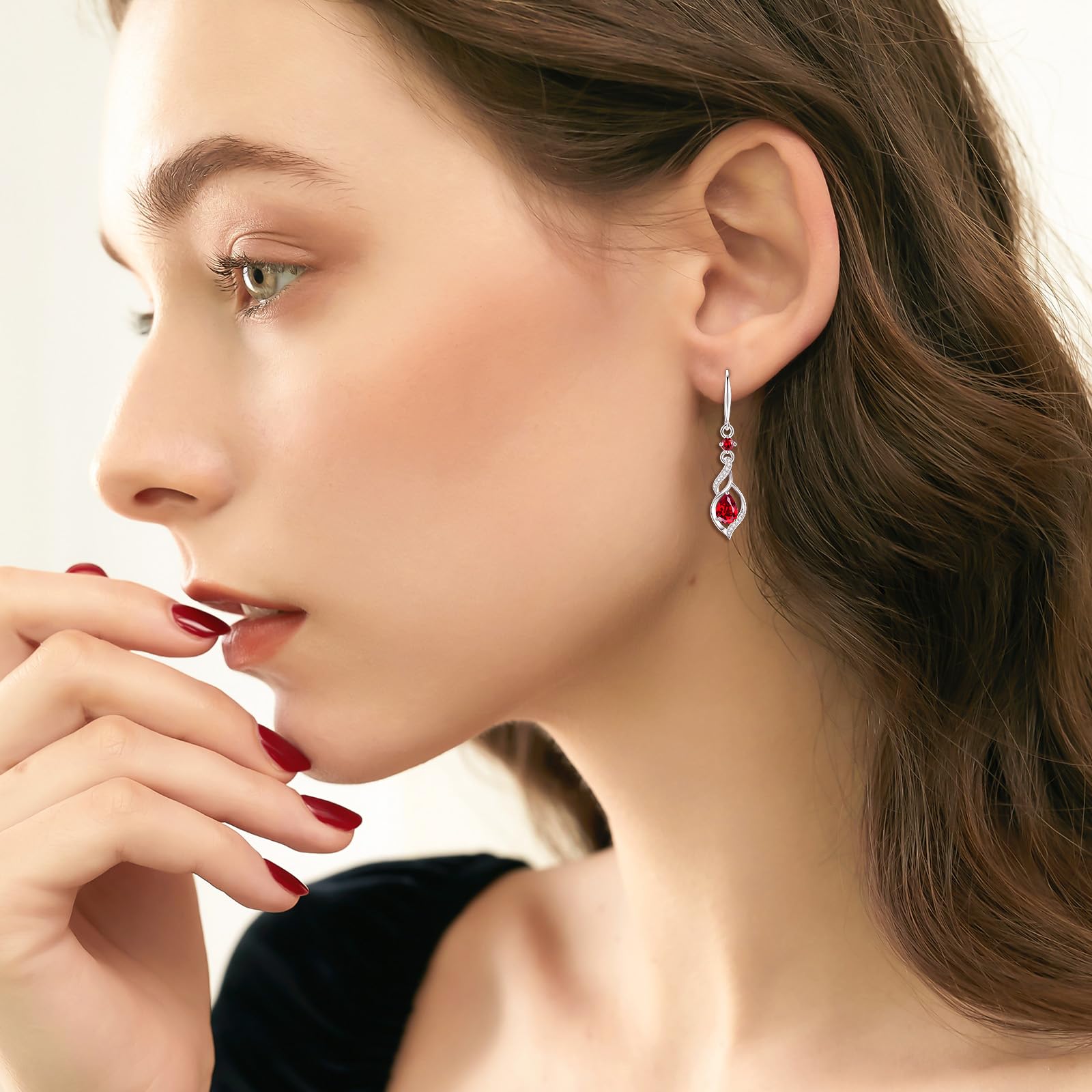 FANCIME Orecchini pendenti con pietra portafortuna, argento sterling S925, simbolo dell'infinito: regali di compleanno per la mamma e per le donne