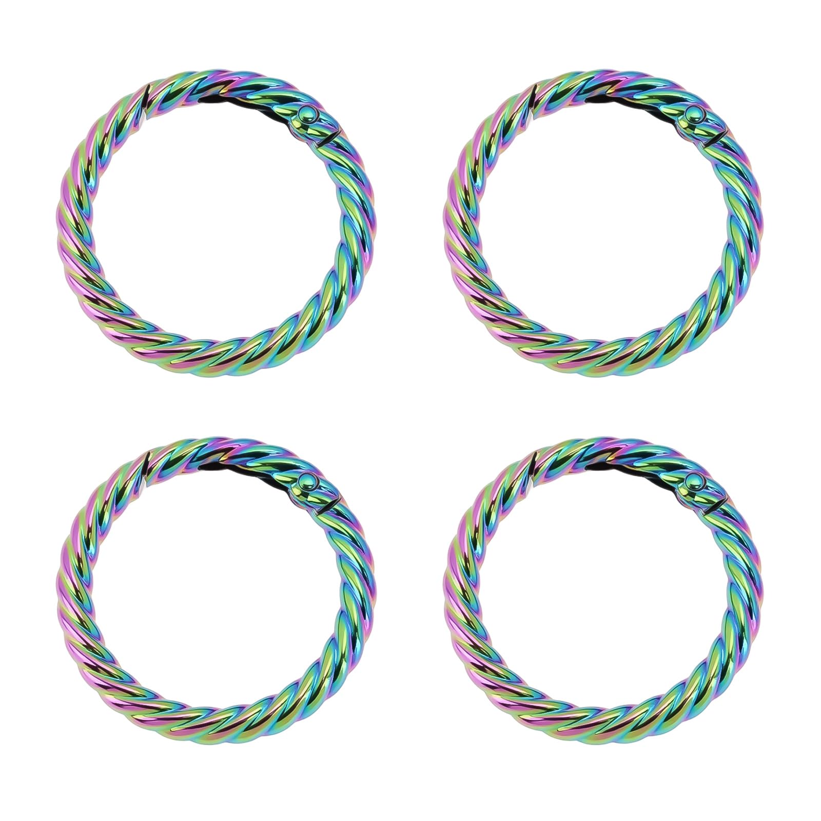 Briny River 4Pcs Rainbow O Ring Hook Spring Opening Snap Clip 1 1/4 Inch Inner Diameter 32Mm Outer Diameter 41Mm Zinc Alloy Keychain