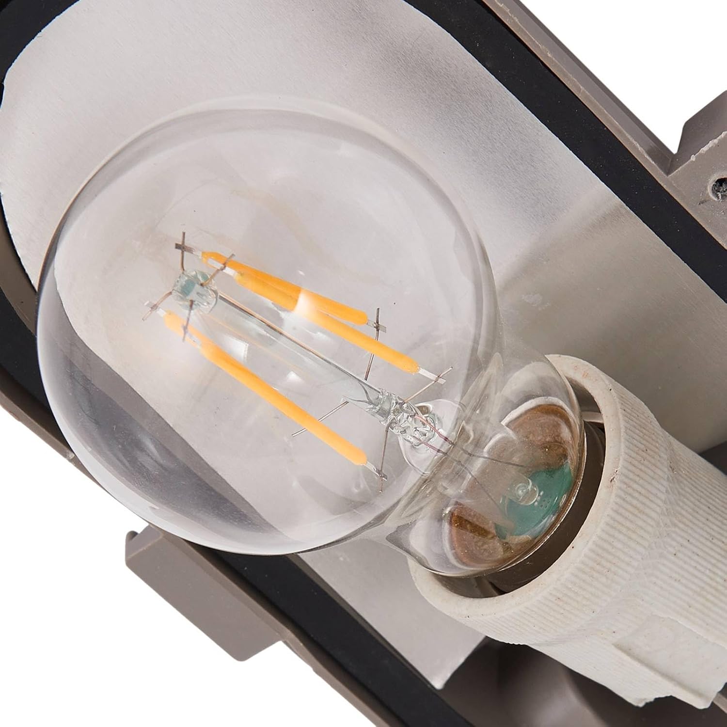 Close-up of the E27 bulb socket inside the PRIOS Kirgo Outdoor Wall Light