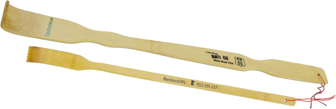 BambooMN 2 Units Route 66 Main Street USA 18 Inch Bamboo Back Scratcher Plus 1 Free Travel Back Scratcher