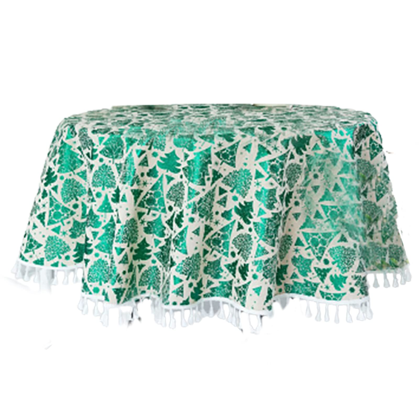 Nappe ronde en coton imprimé sapin de Noël, la solution anti-glisse pour protéger votre table de fête