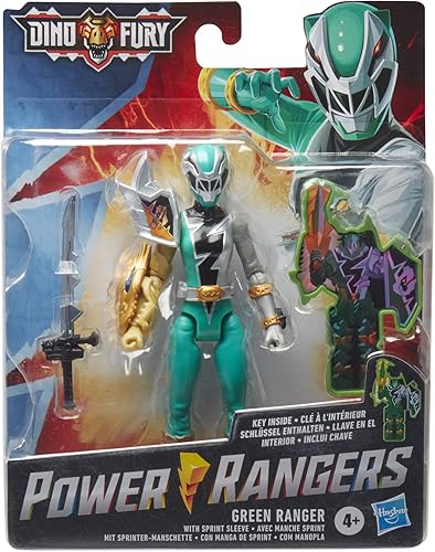 Miniatura 2 de Power Rangers Dino Fury Green Ranger con manga sprint de 6 pulgadas con llave de dinosaurio furia, accesorio de sable Chromafury, a partir de 4 años