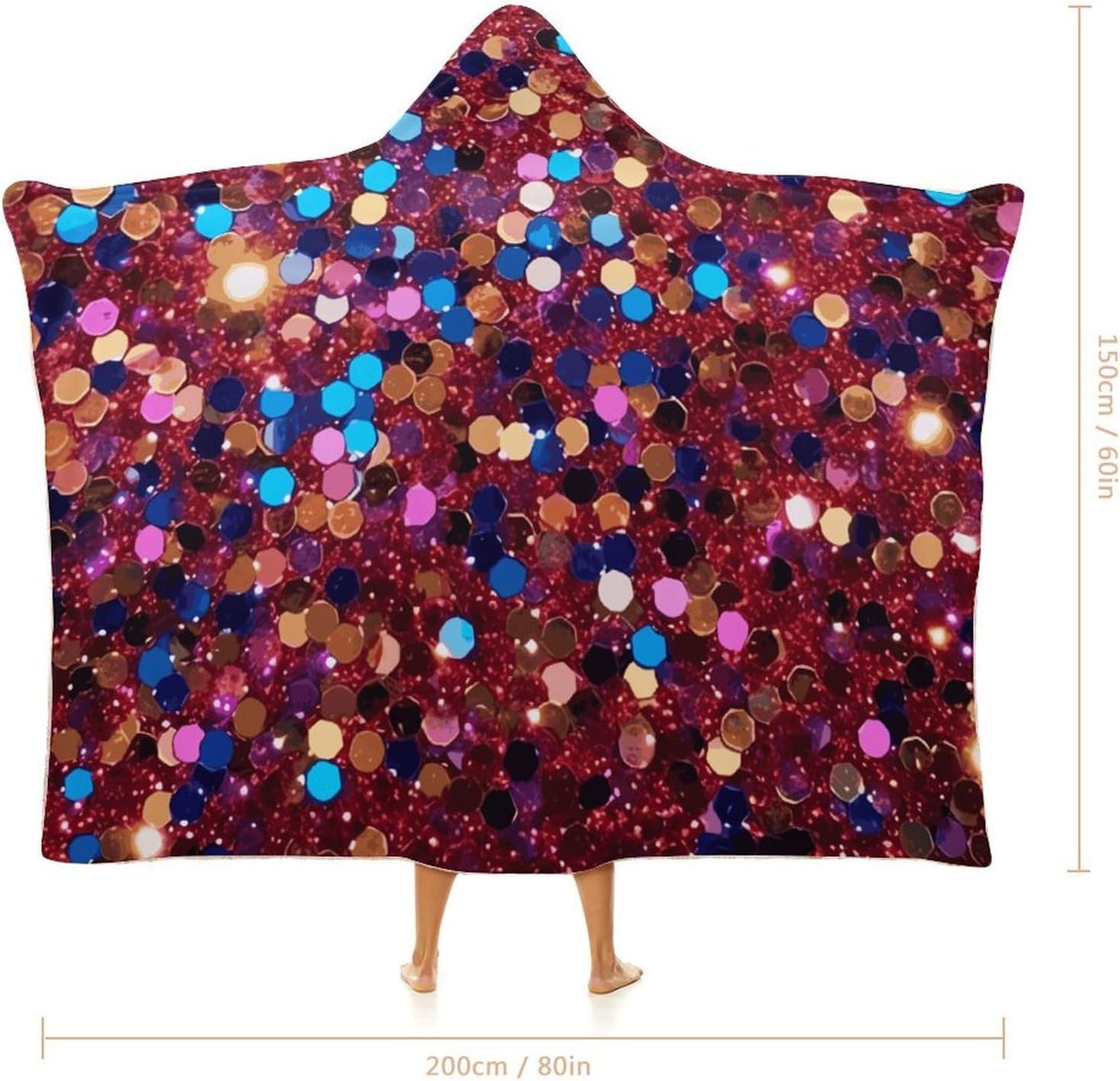 Glitter Pattern Hooded Blanket Cozy And Functional,Wearable Blanket Hoodie for Women Men,Blanket Poncho Presents60 x80