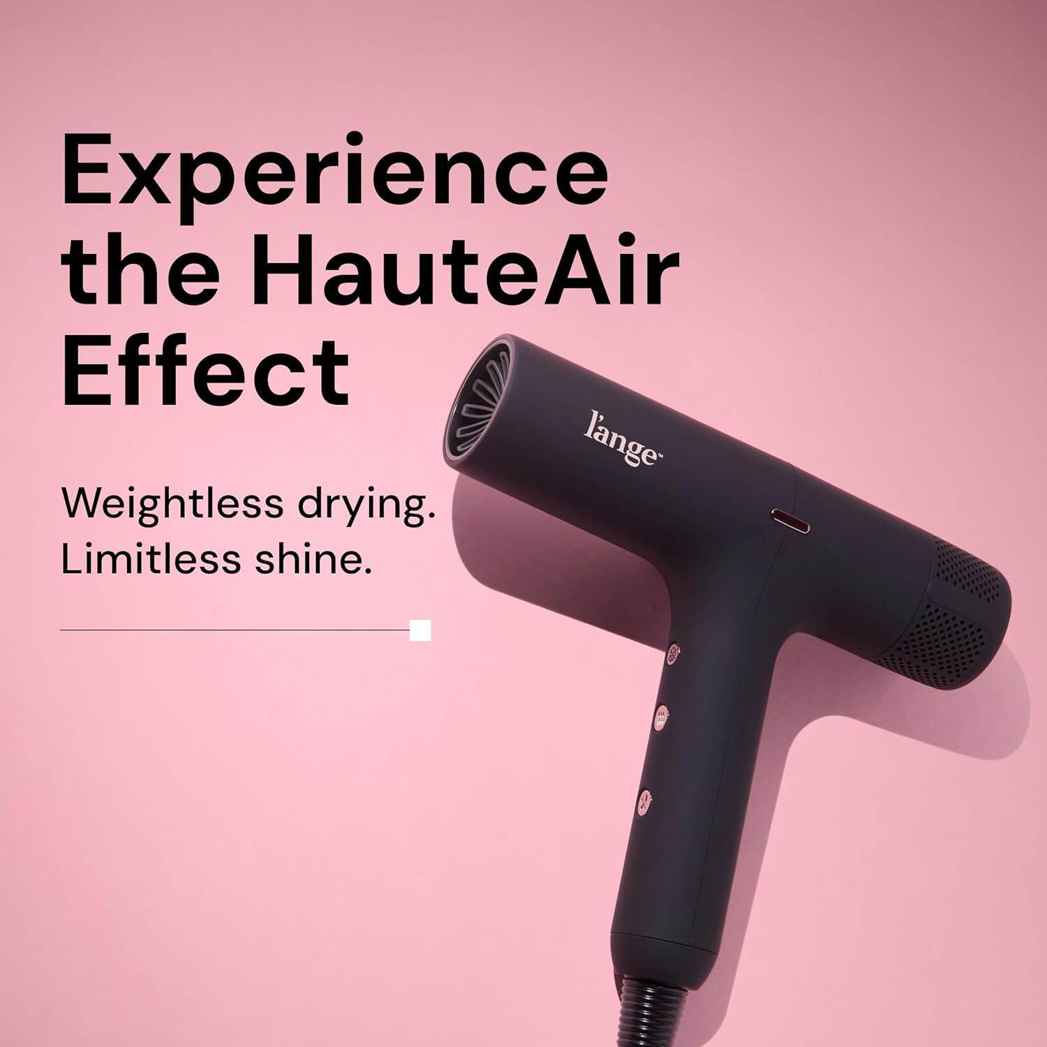 L'ANGE HAIR HauteAir Digital Professional Hair Dryer | LED Display for Precision Heat Control | Fast-Dry Brushless Motor with Cool Shot | Negative Ion Technology | Lightweight & Self-Cleaning (Black)
