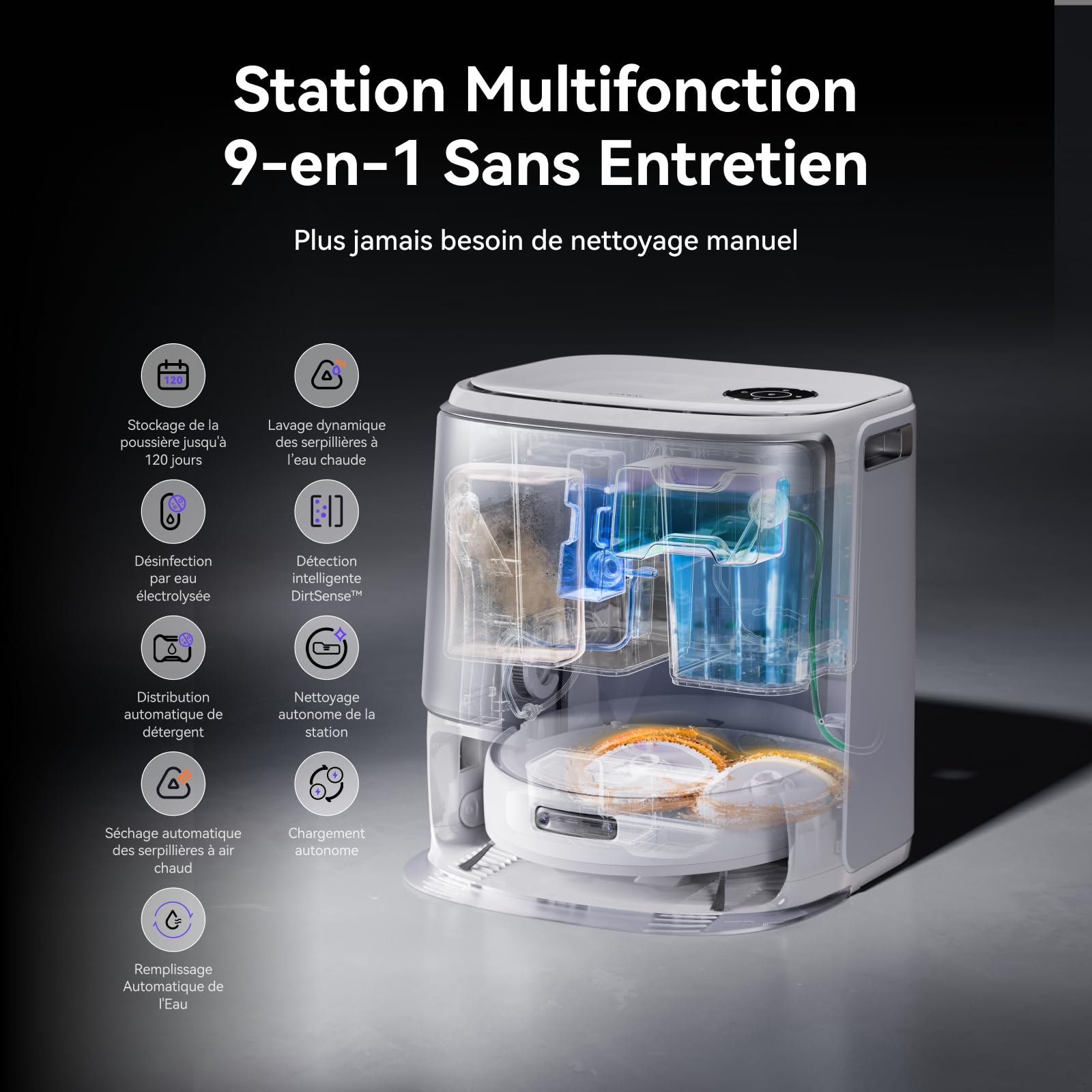 NARWAL Freo Z10 Ultra Robot Aspirateur Laveur, Balai Intelligent 18000Pa - Extension Serpillère Dynamique, Système Anti-Enchevêtrement, Nettoyage Humide/Sèche, Station Tout-en-Un