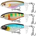 TRUSCEND Fishing Lures with BKK Hooks, Whopper Fishing Lures for Freshwater or Saltwater, Floating Lure for Bass Catfish Pike, Fishing Wobble Surface Bass Bait Teasers Fishing Gifts for Men
