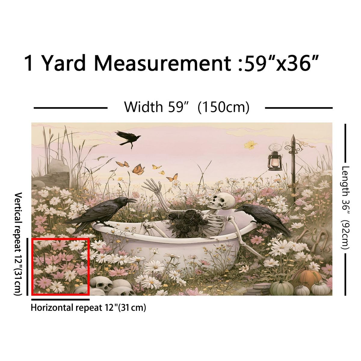 Homewish Tessuto con teschio stravagante di The Yard