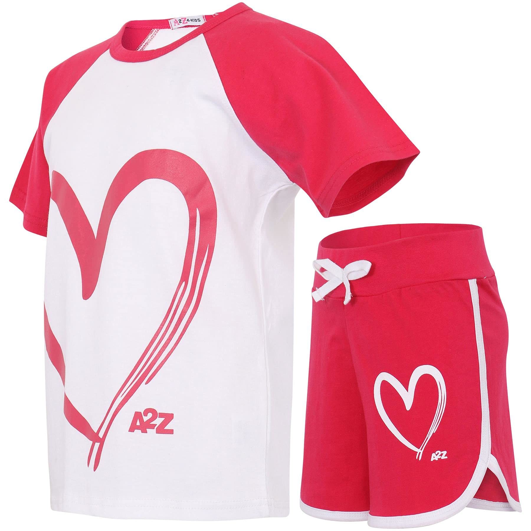 A2Z 4 Kids Ragazze Maglietta Top Pantaloncini Set Corto Manica Raglan Stile Sport Estate Abiti Abbigliamento Set Leggero Comodo Casual Abbigliamento 2 Pezzo Sets Età 5-13 Anni