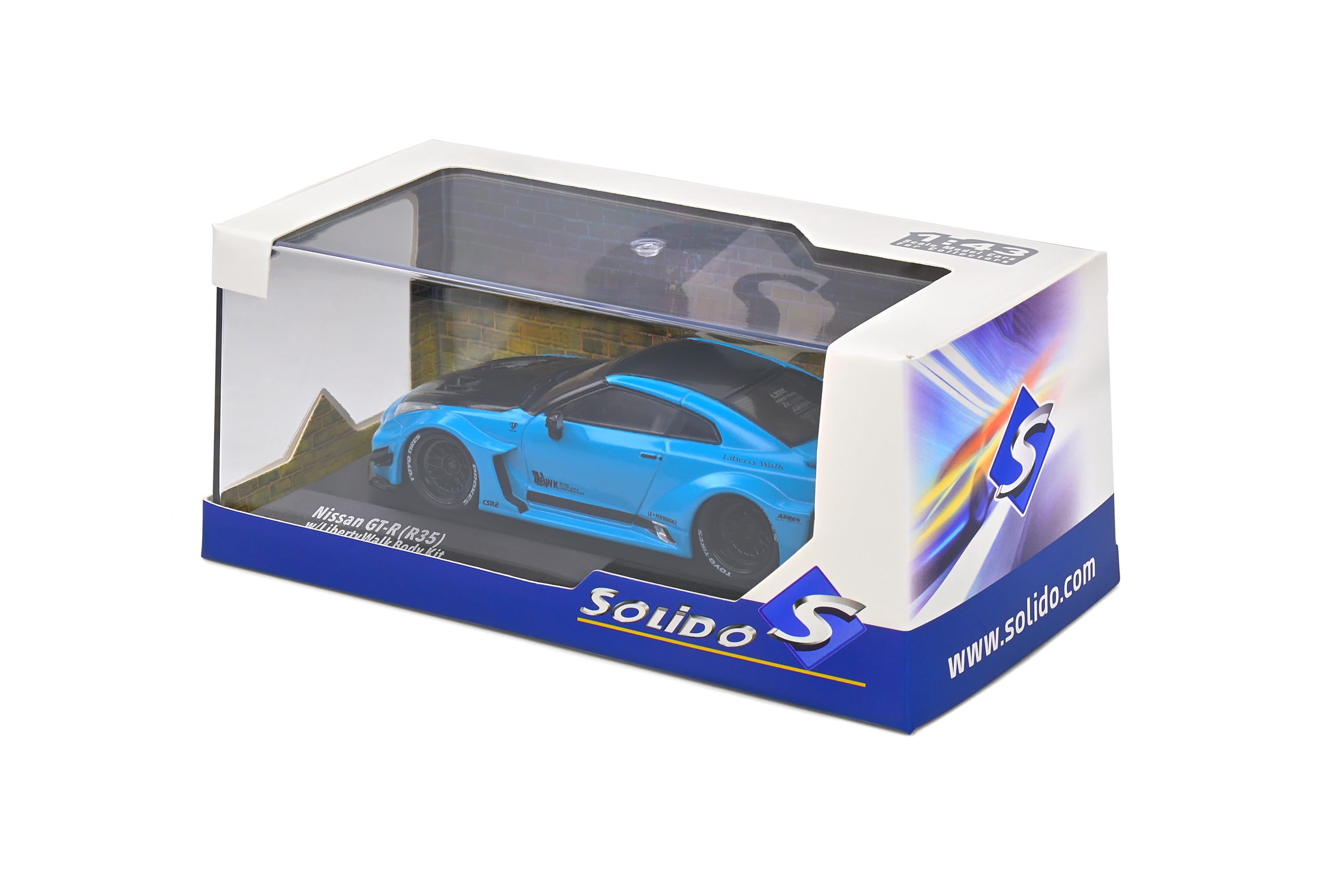 SOLIDO 1:43 Nissan Skyline GT-R (R35) Liberty Walk Silhouette Miami Blue 201