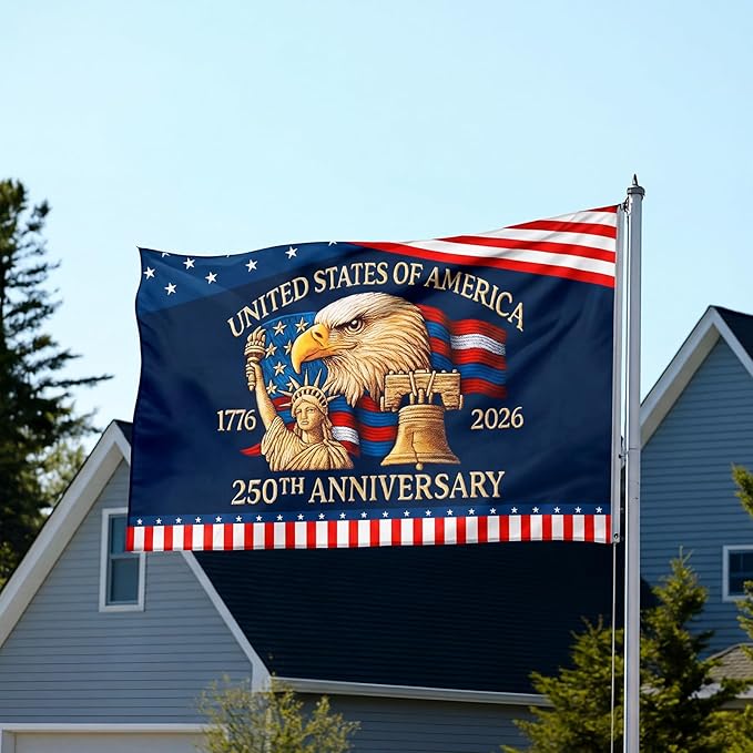 Bandera 250 Aniversario USA 3x5 ft Doble Cara Día de la Independencia miniatura 2