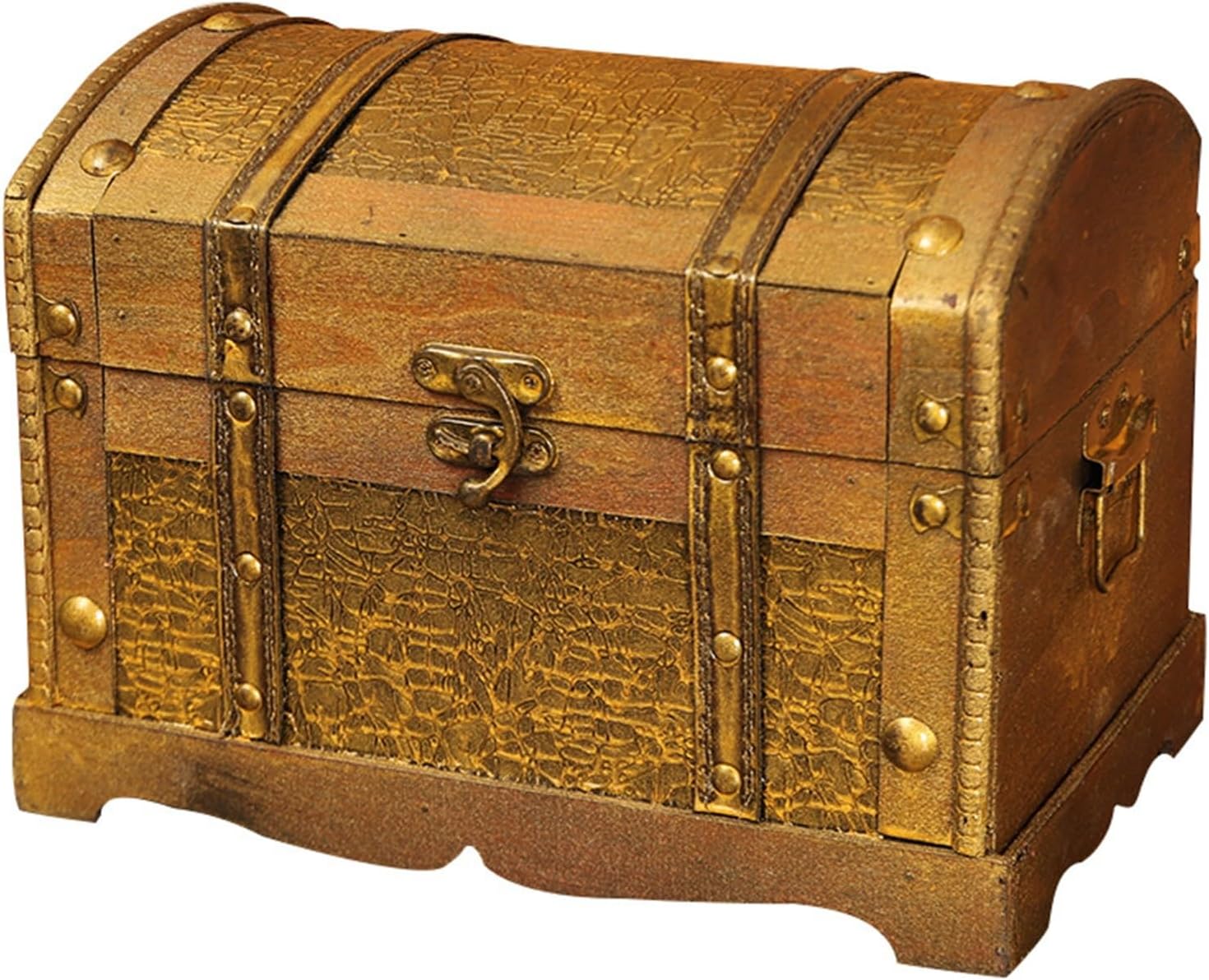 宝箱 レトロ 木製 ヴィンテージ木製宝箱アンティーク古い撮影小道具海賊ボックス 木製宝箱 ジュエリーボックス (色 : Gold,