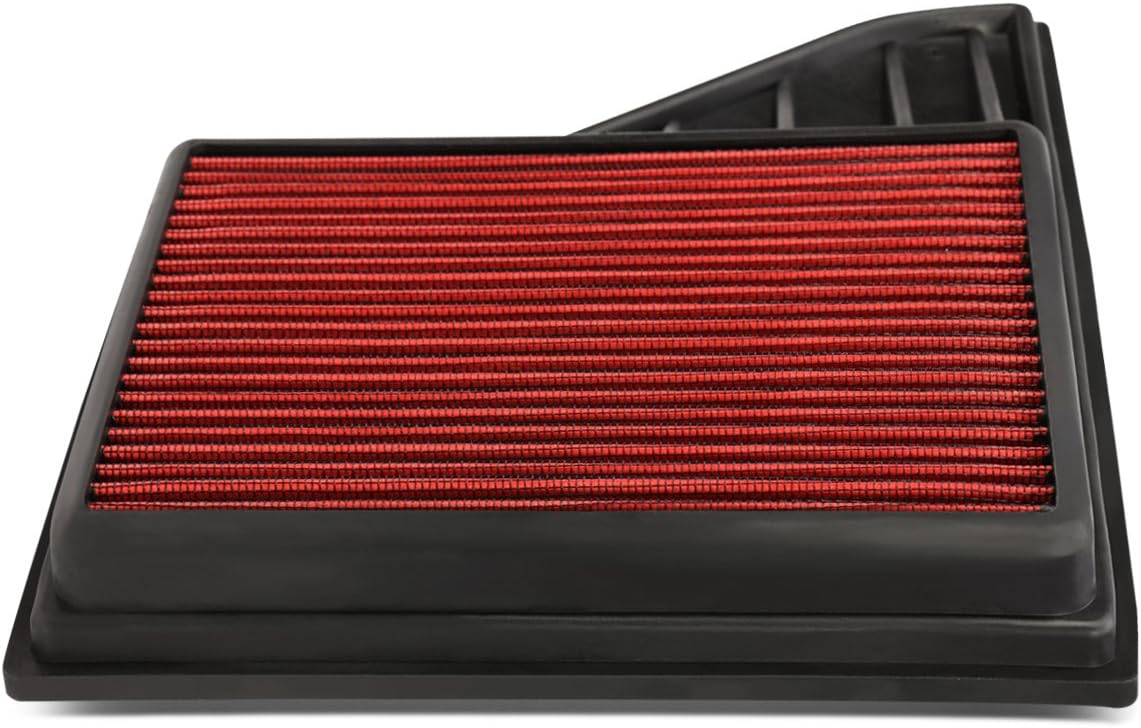 DNA Motoring AFPN-193-RD Clean Air Washable Drop In Panel Air Filter Enhance Engine Performance Power & Acceleration Improve [Compatible with 15-19 Ford Mustang 2. 3L 3. 7L 5. 0L]