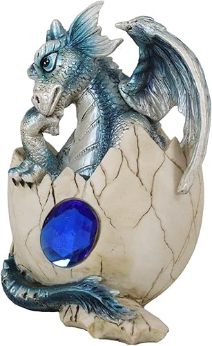 Miniatura 3 de Ebros - Estatua de huevo de dragón con piedra natal de septiembre, 4.25 pulgadas de alto, zafiro azul, piedra natal de septiembre, símbolo de gema