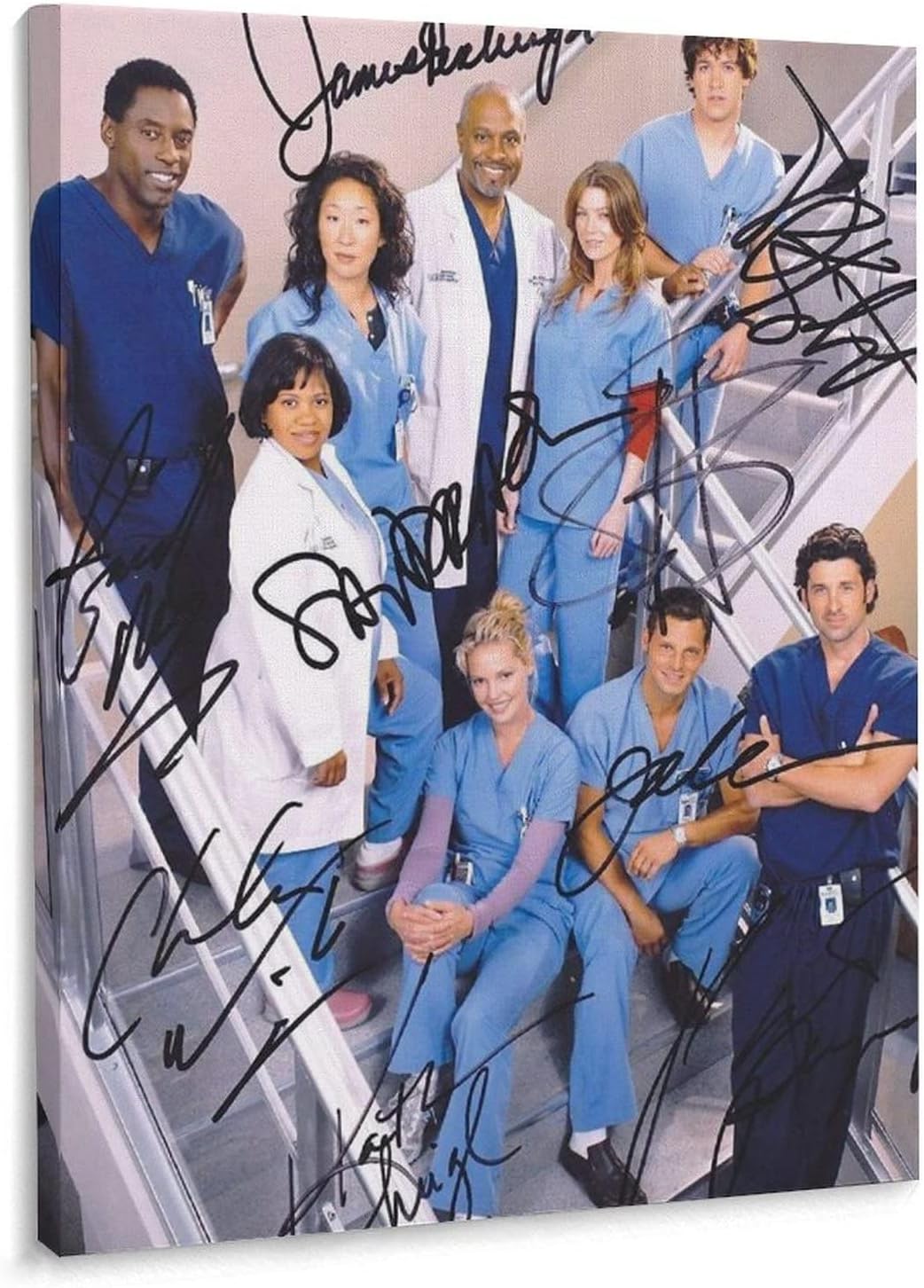 Grey's Anatomy Anatomy Actor Signature Poster Wall Art Paintings Canvas Wall Decor Home Decor Living Room Decor Aesthetic Prints 8x10inch(20x26cm) Frame-style