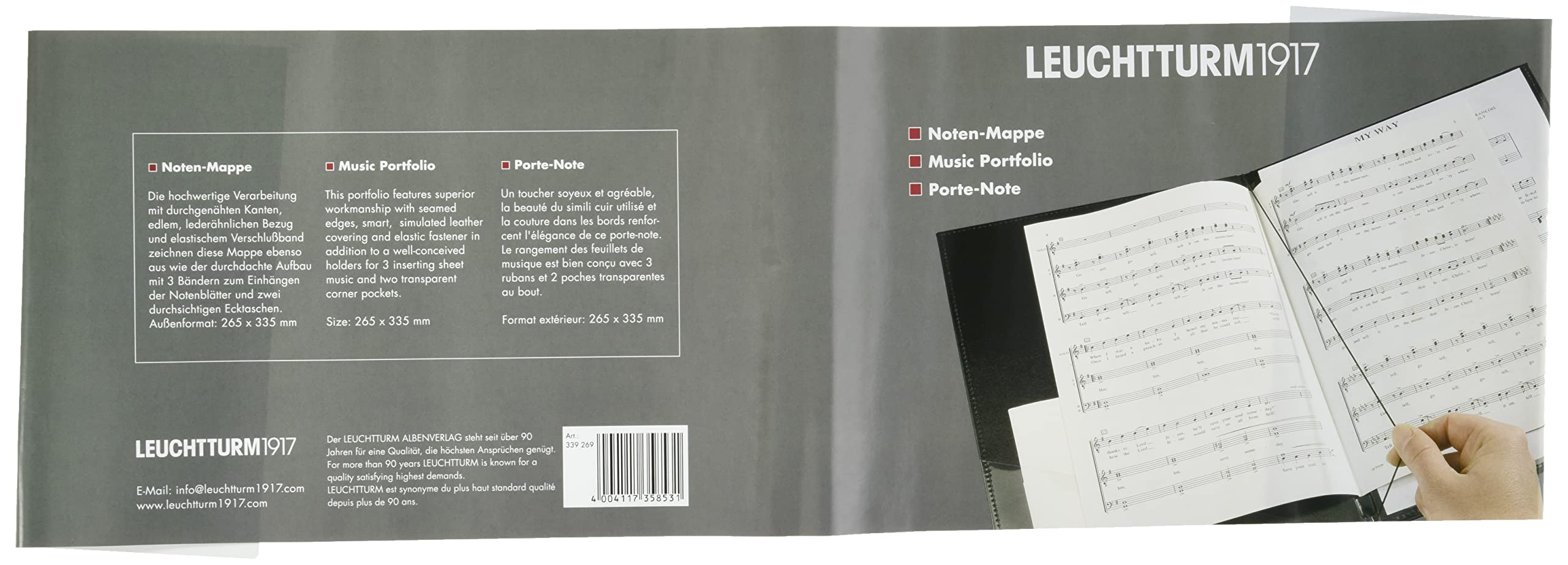 Leuchtturm1917 339269 teczka na nuty ze sztucznej skóry (bez paska) czarna