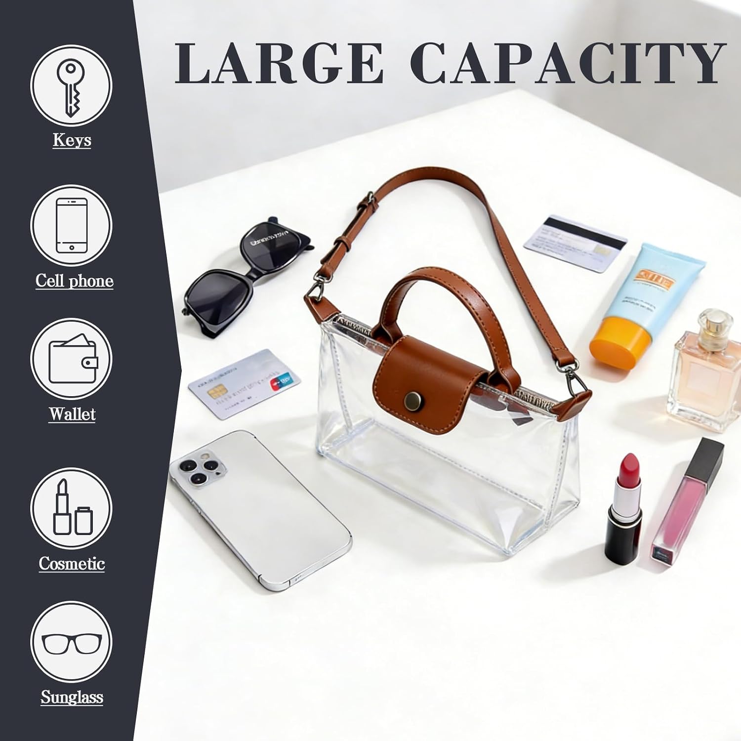Ginogento Clear Bag for Stadium Events,Small Clear Purse Crossbody Bags for Women for Concert,Sport Events