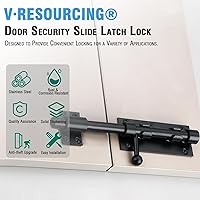 Vista 2 de Pestillo de puerta de perno deslizante, 7.8 pulgadas, de acero inoxidable sólido, resistente, para vallas, puertas de patio, garajes, dormitorios