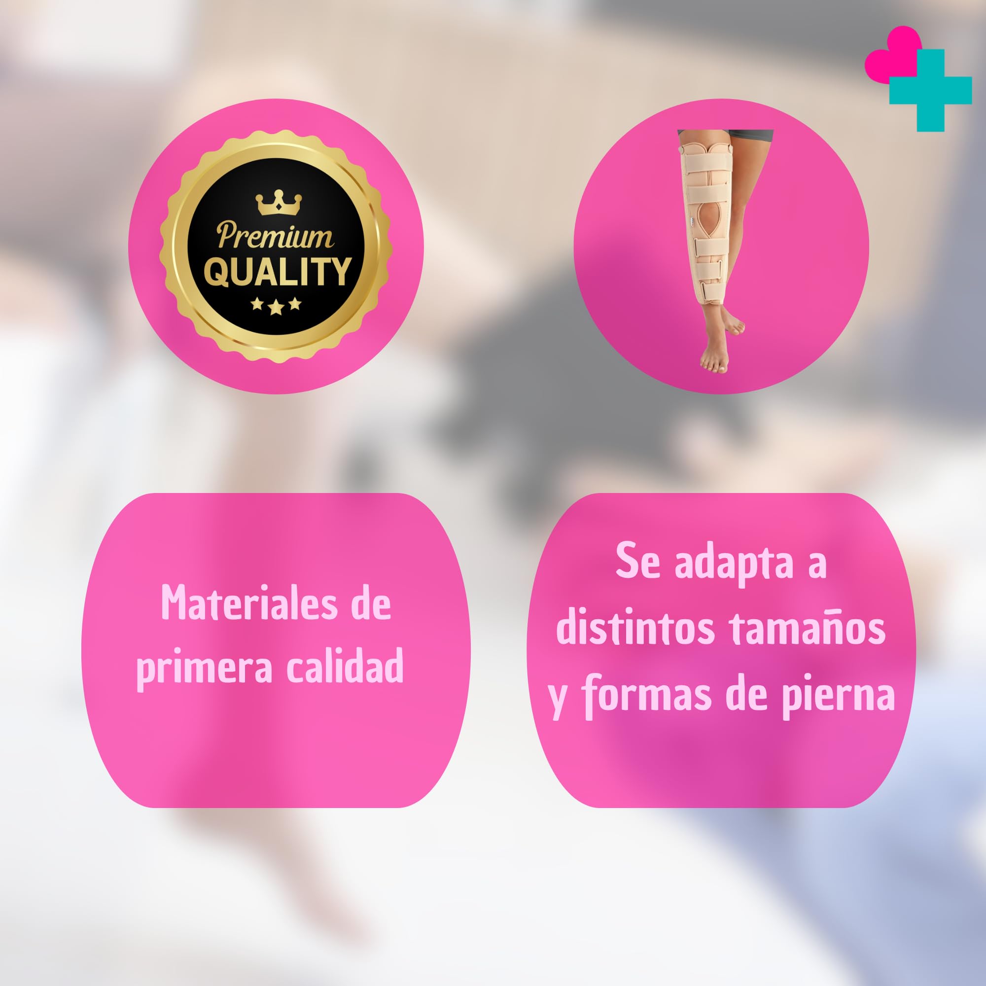 GERCARE Órtesis Inmovilizadora de Rodilla de Tres Paneles 0°. Rodillera Ortopédica Ajustable para Inmovilización Completa. Soporte Postoperatorio y Recuperación de Lesiones (Altura: 50 cm)