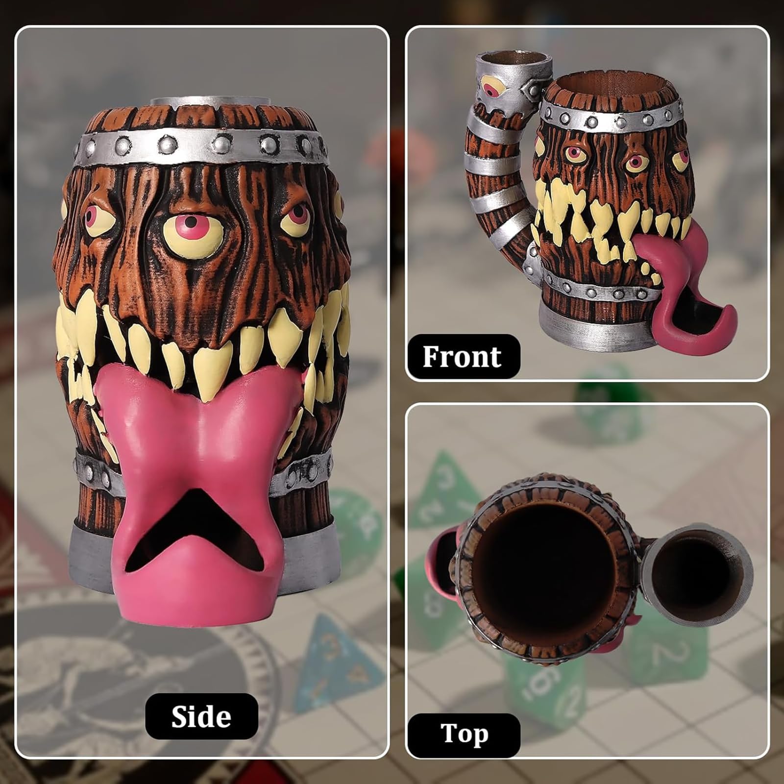 Taza de torre de dados DND con juego de dados de 7 piezas | Adecuado para Dungeons And Dragons, juegos de mesa, disponible como soporte para bebidas, accesorios de regalo de RPG.