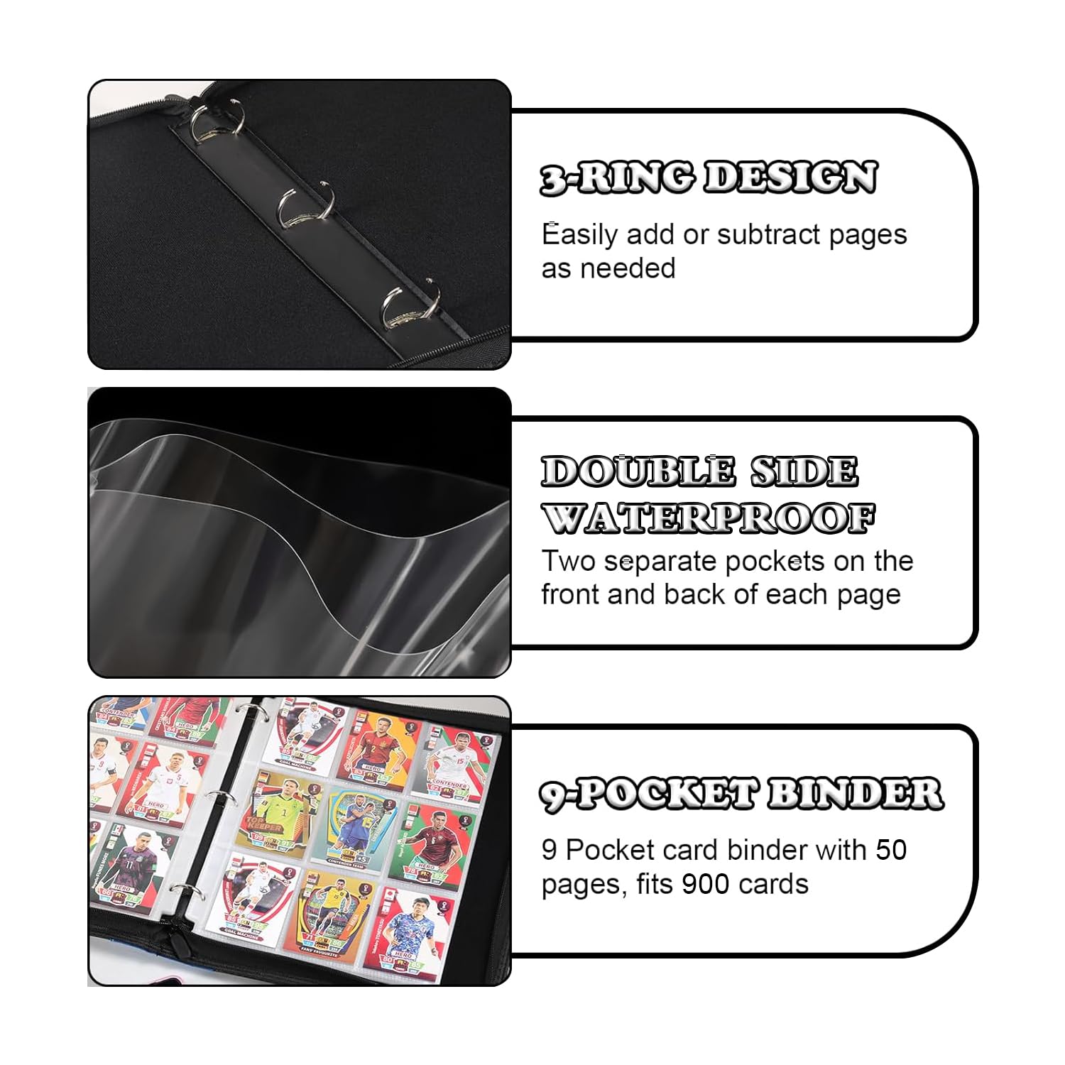 Raccoglitore per carte collezionabili, 9 tasche, 900 tasche