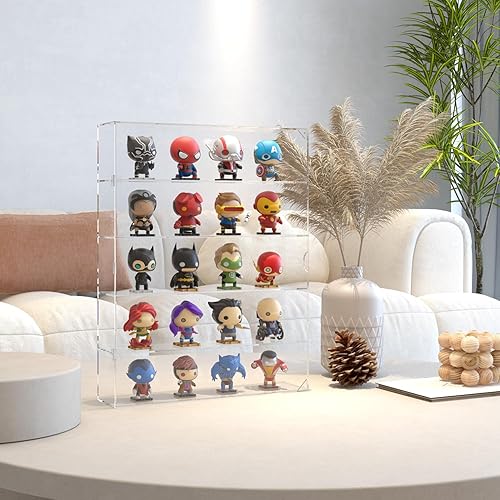 Miniatura 6 de SVENJBB Vitrina acrílica de 5 capas para montaje en pared y escritorio, vitrina transparente para figuras Funko Pop y mini coleccionables, caja de