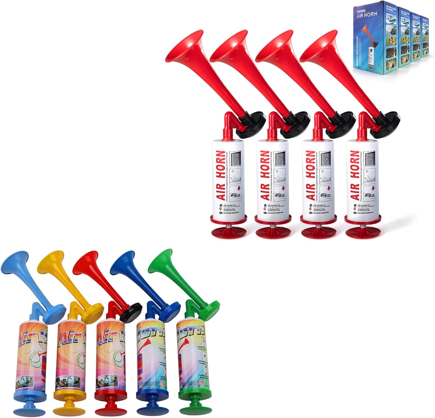 FARBIN Air horns Marine and Sports Pump Air Horn, Handheld Air Horn Signal Boat Horn, Personal Safety Horn Alarm for Boating, Noisemakers Toys Gift Sports Events, Parties, Camping, Aggressive Animals