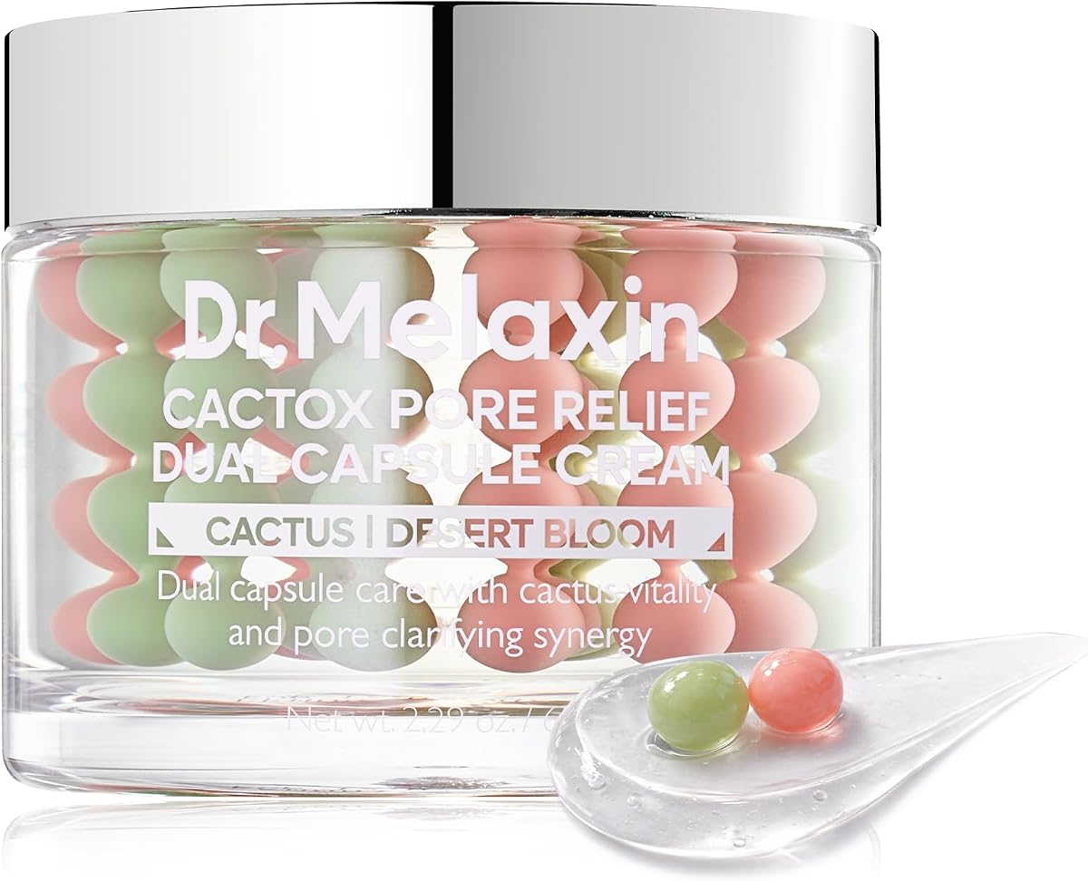 Dr.Melaxin Cactox Pore Dual Capsule Cream – Pore Minimizing Hydrating Face Cream with Cactus Extract, PDRN & Vegan Collagen for Firmness & Skin Repair