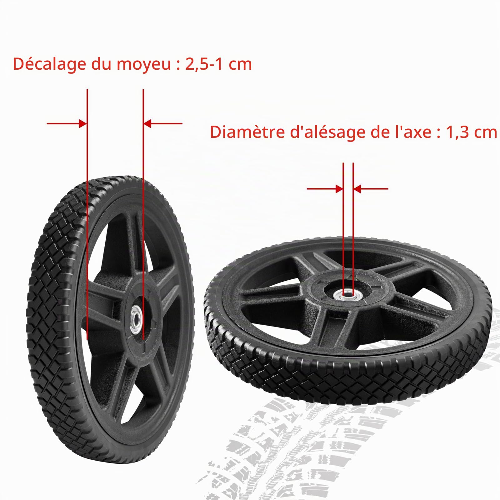 Parts Camp Lot de 2 kits de roues de 30,5 cm pour tondeuse poussée et nettoyeur haute pression