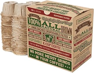 Disposable Natural Brown Unbleached Paper Coffee Filters - Replacement Filters For Single Serve Keurig 1.0 and 2.0 Brewers...