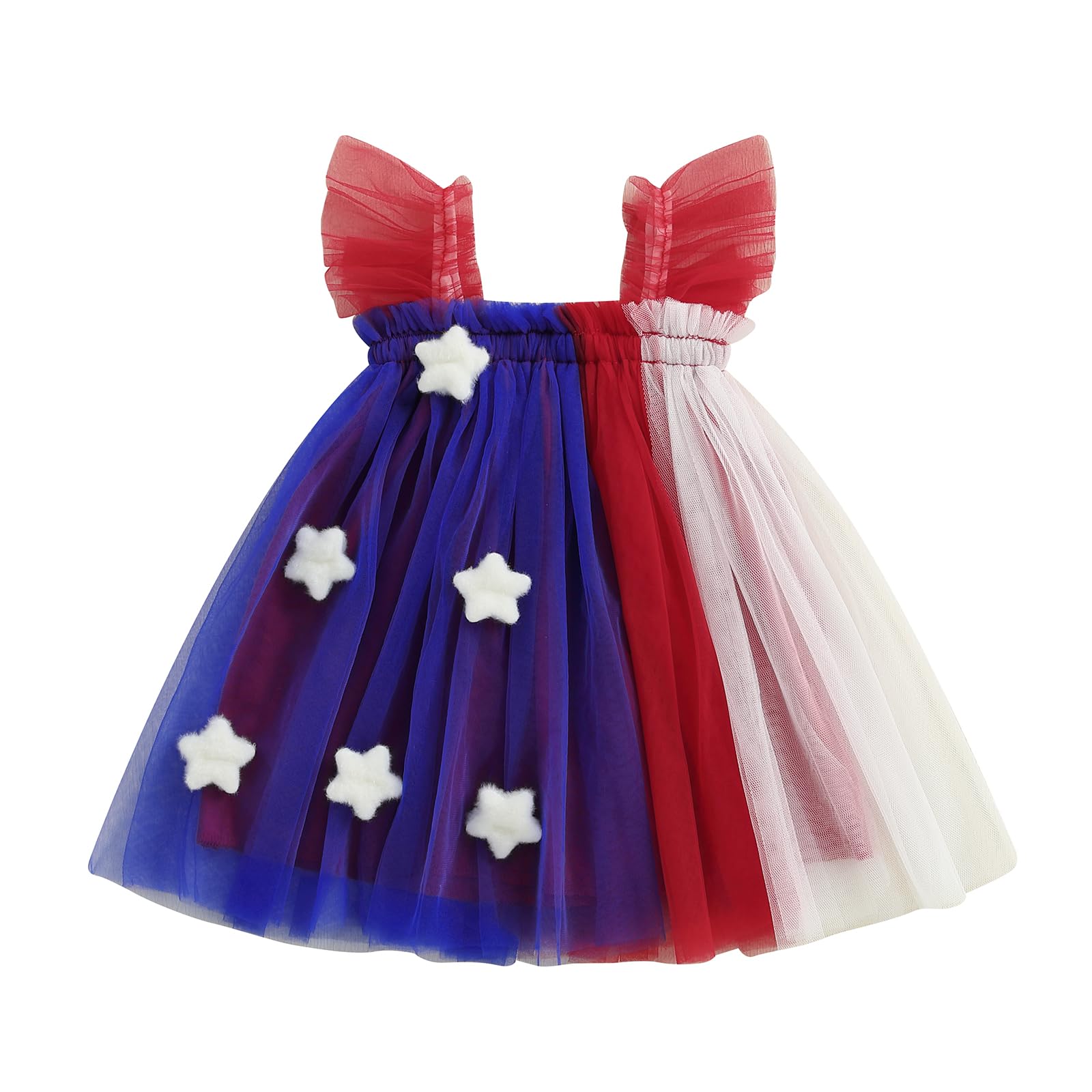 Baby Girl 4th of July Outfit Mesh Tulle Sleeveless Princess Dress 6 9 12 18 Months 2 3 4 T (4th of July Dress, 18-24 Months)