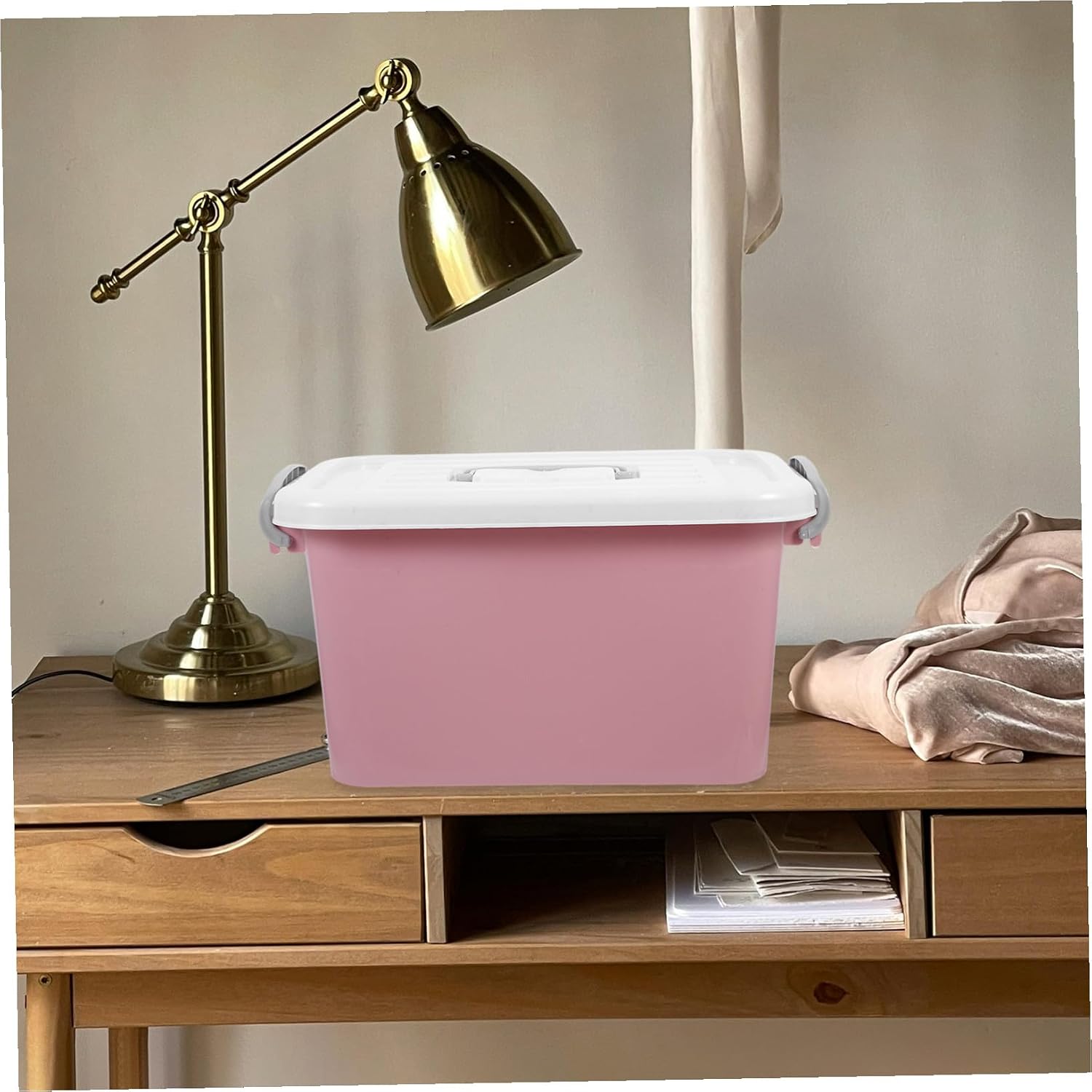 Multifunctional Small Storage Box with Lid Thickened Design for Building Blocks Desktop Organizer for Home Office and Playroom Storage image 3