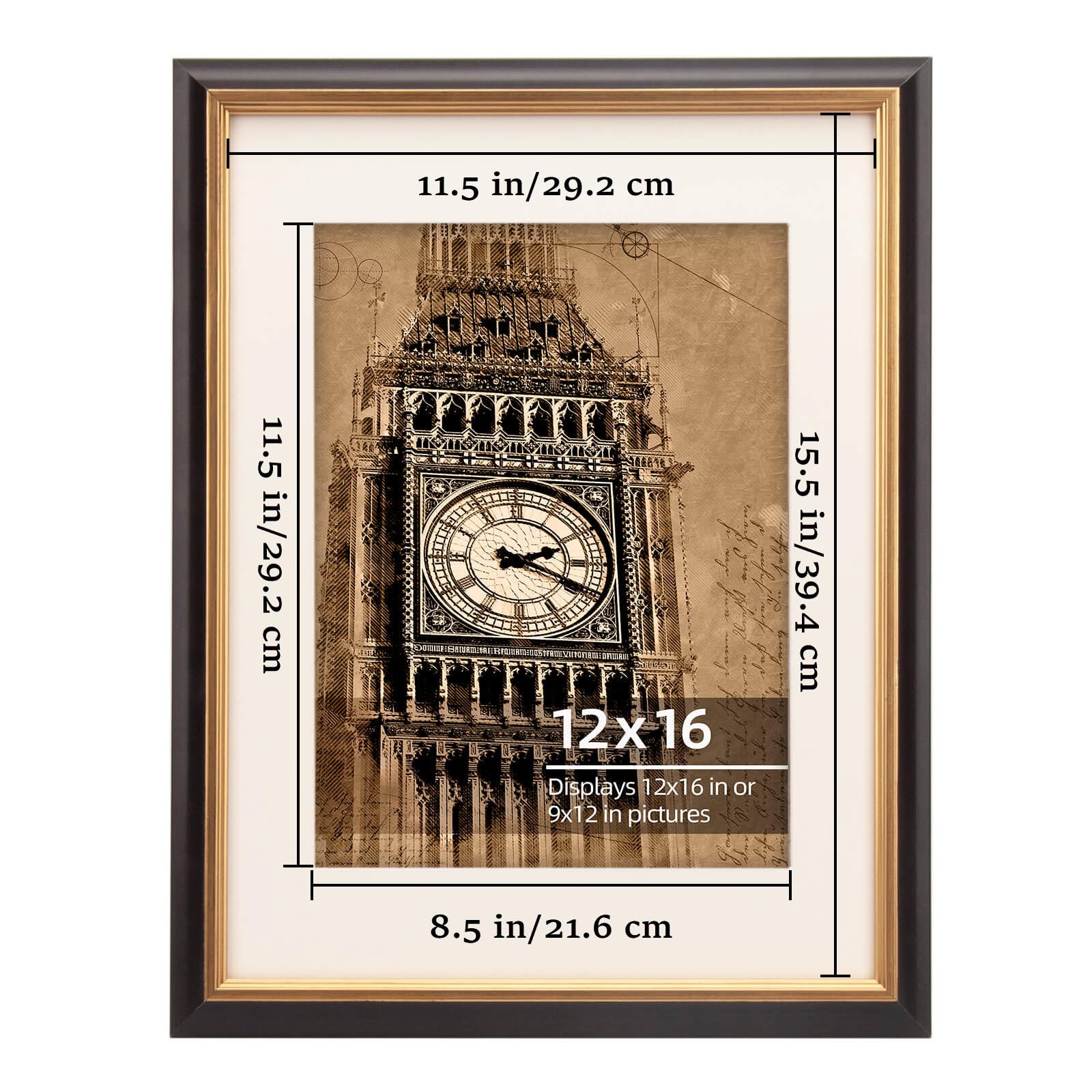 Amazon.com - WYNCO 12x16 in 2 Pack Wood Black and Antique Brass 2