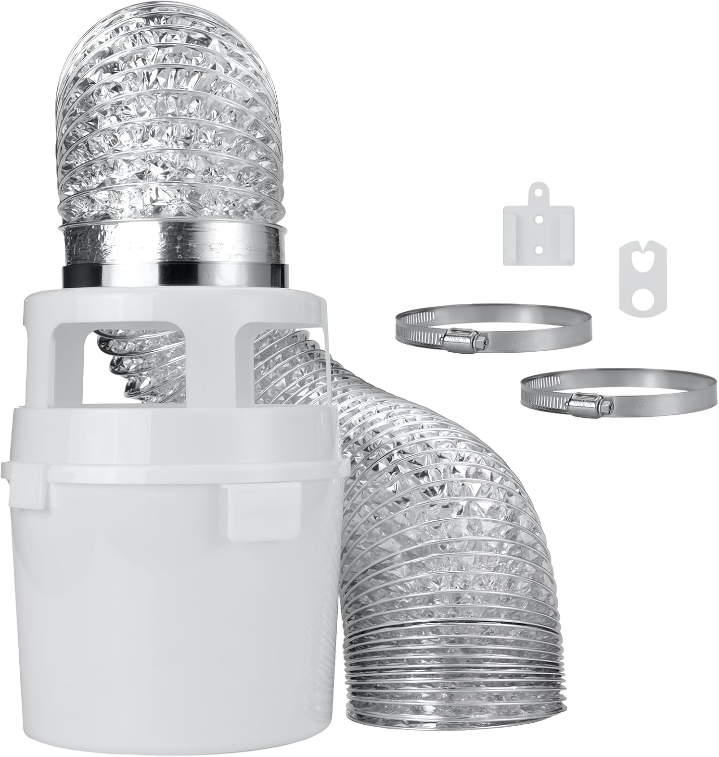 Premium Indoor Dryer Vent Kit with Advanced 4-Inch by 5-Foot Proflex Duct, Efficient Lint Trap, 2-in-1 Functionality for Electric Dryers, White