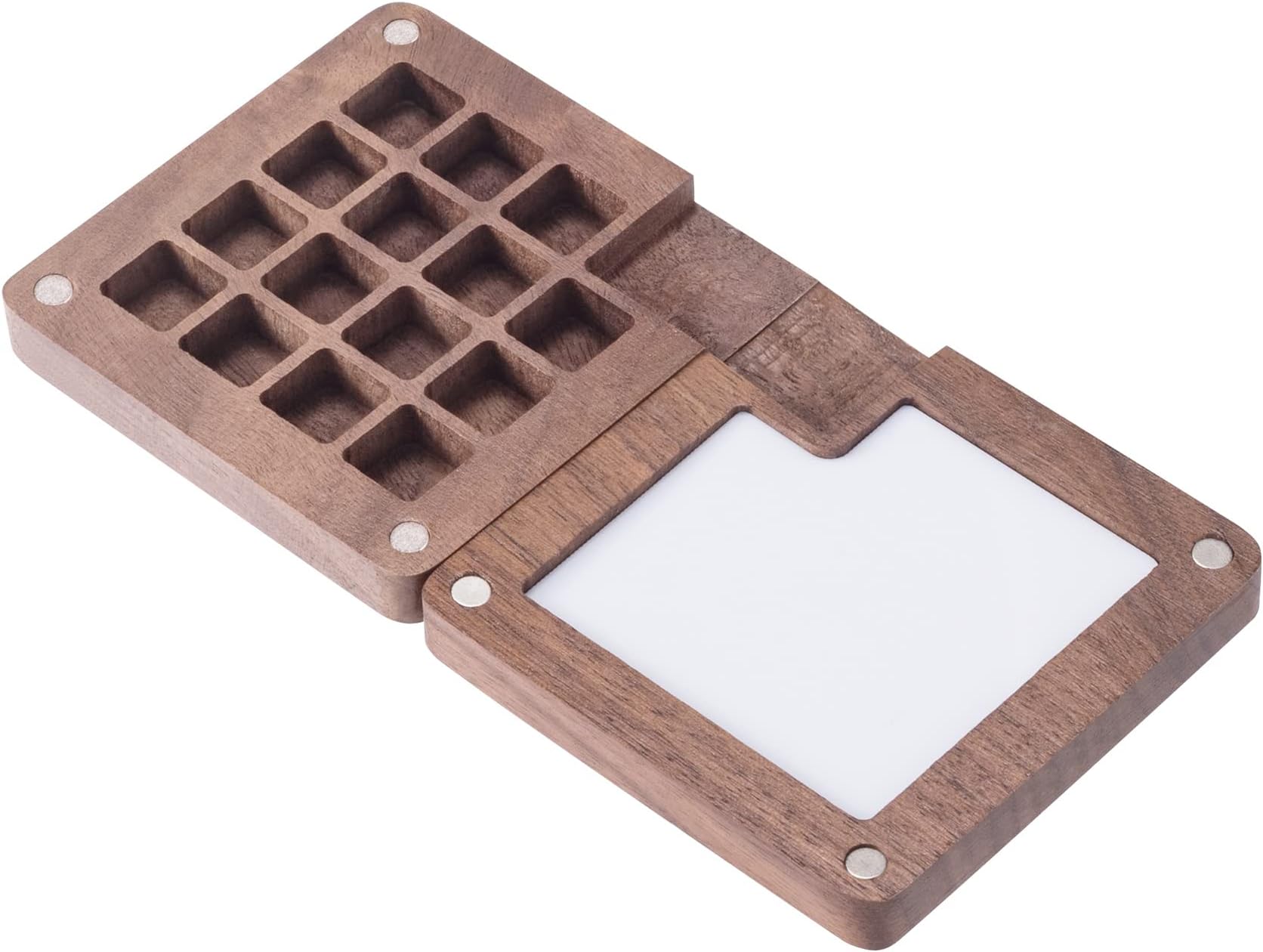 Portable Watercolor Palette 15 Grids Wooden Mini Paint Palette with Lid and Mixing Tray Travel Sketchbook Palette Box for Watercolor Acrylic Painting Paint Saver