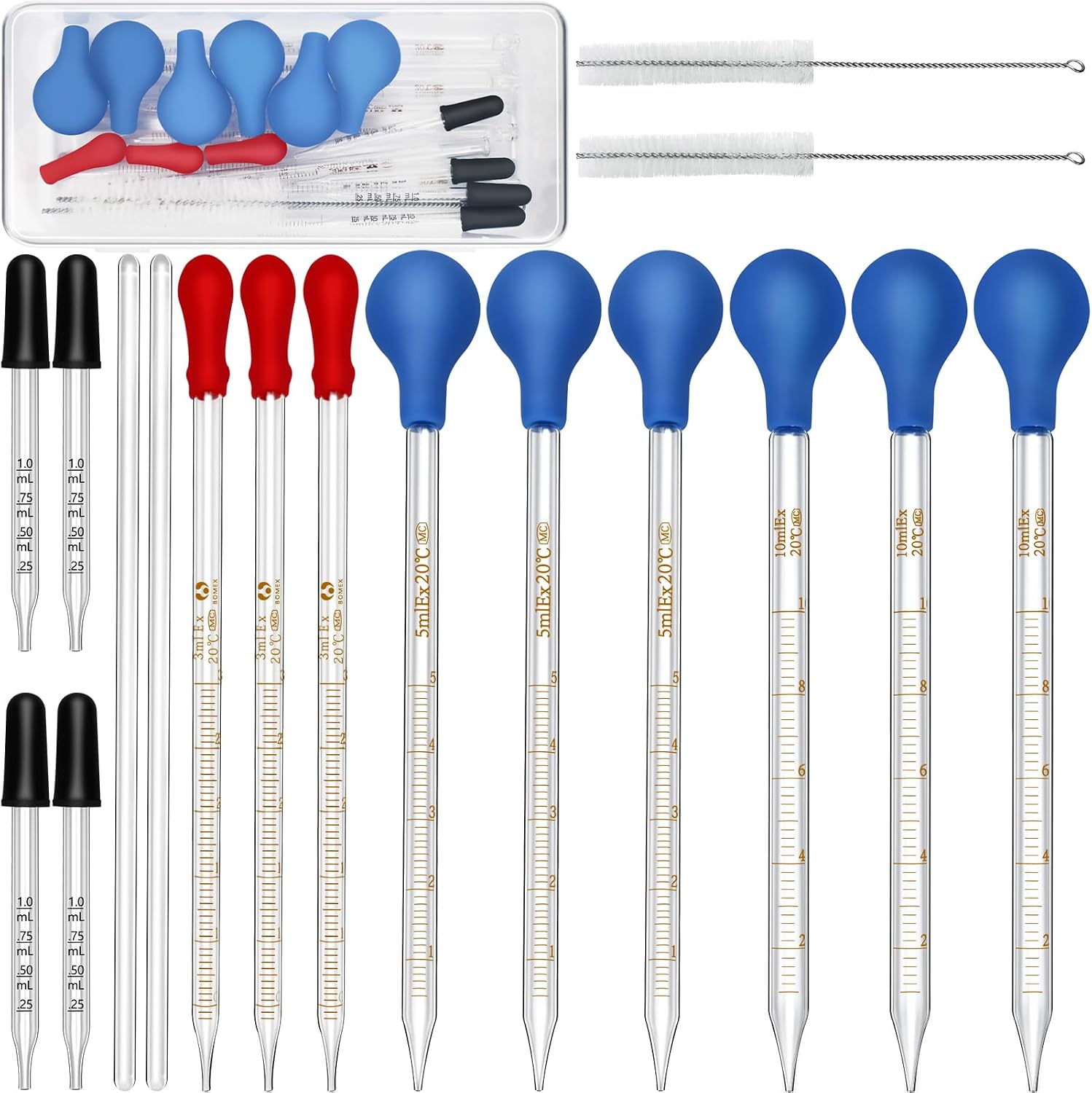 Artcome 17PC Glass Dropper Set - Pipettes Graduated Lab Dropper (1ml 3ml 5ml 10ml), Glass Stir Rods - Borosilicate Glass, Clear Scales for Essential Oils, Science Experiments, Liquid Transfer | Glass Stir Rods - Borosilicate Glass, Clear Scales for Essential Oils, Science Experiments, Liquid Transfer