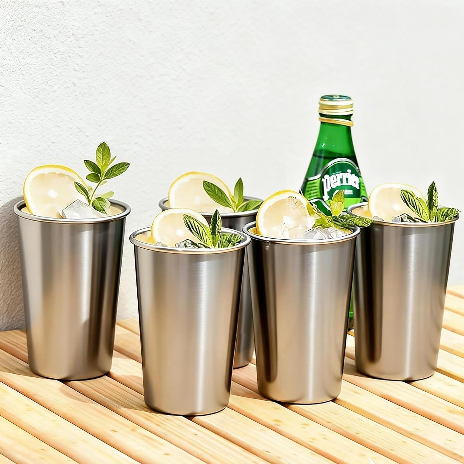 10 Pack 16 oz Stainless Steel Pint Cups,Stainless Steel Cup,Pint Cup Tumbler，water Tumbler,Stackable,Reusable,BPA Free