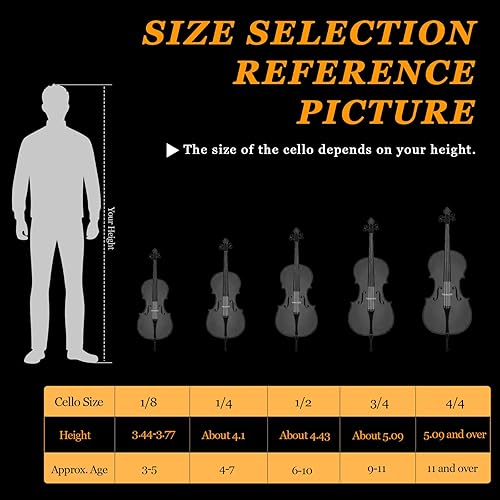 Miniatura 22 de Ktaxon Violonchelo de tamaño completo, violonchelo para principiantes 4/4, kit de violonchelo acústico con bolsa portátil, arco, puente, colofonia