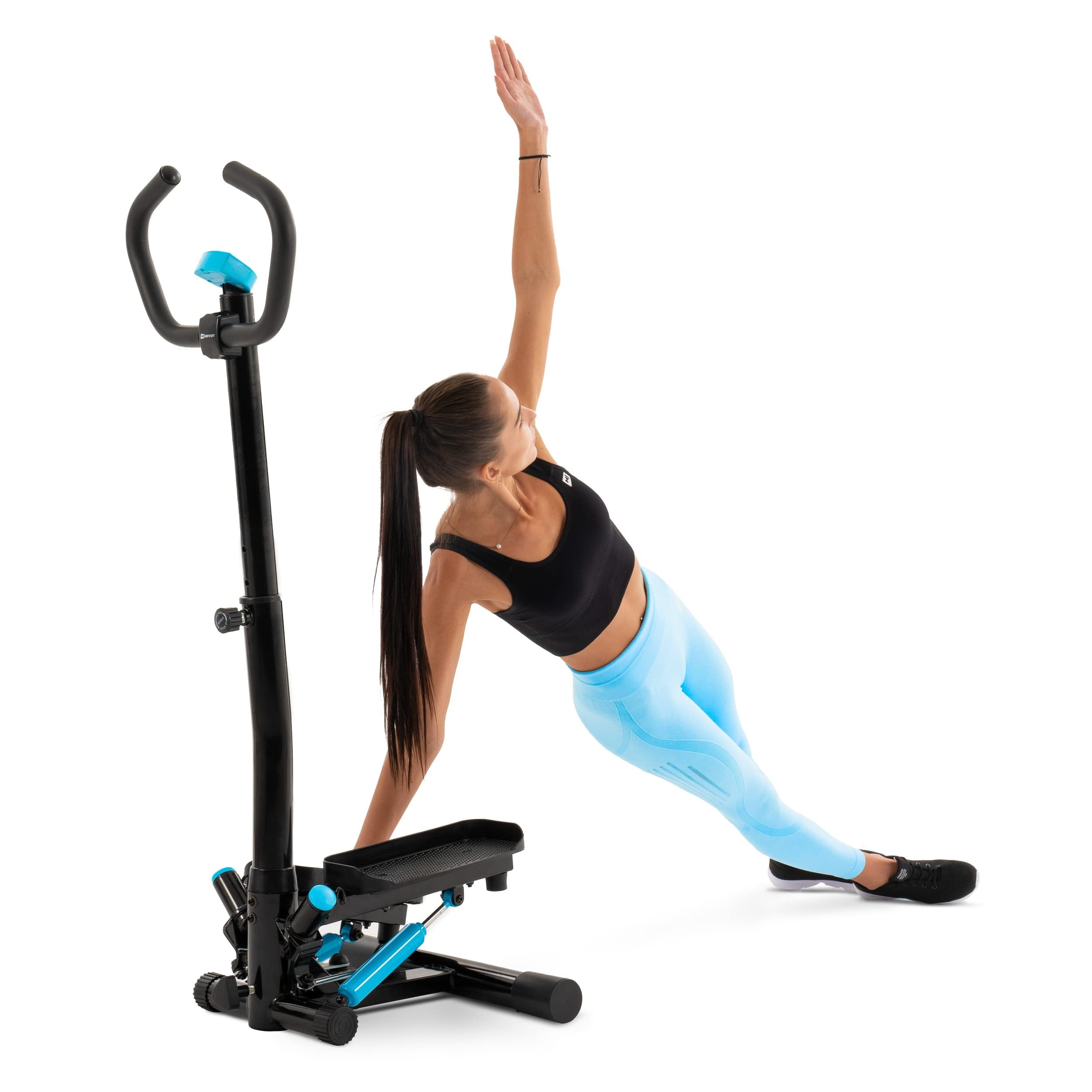 Hop-Sport Stepper Noble mit Lenker, Trainingscomputer & Expandern für Zuhause, Stabil & Kompakt, Ideal für Fitness & Cardio Workouts, Max. Benutzergewicht 100 kg