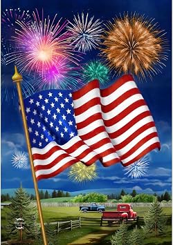Briarwood Lane American Flag Firework House Flag