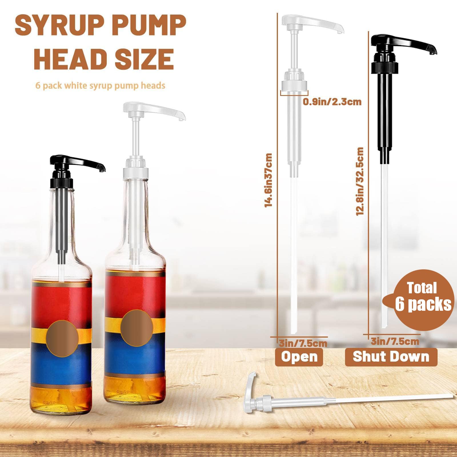 6 Pezzi Dispenser a Pompa per Sciroppo, Dispenser a Pompa, Dispenser Di Sciroppo Per Drink Succhi, per Bottiglie da 500 ml a 1000 ml, Dispenser per Sciroppi, Viene Fornito con Tubi Lunghi