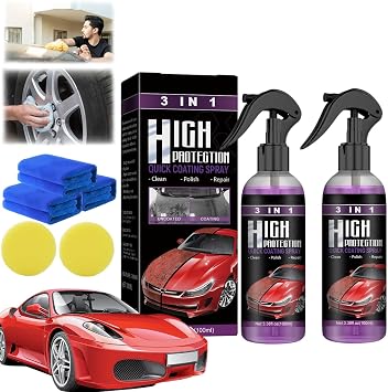 3 In 1 High Protection Coating Spray, 3 In 1 High Protection Quick Car Coating Spray, 3 In 1 Ceramic Car Coating Spray, 3 In 1 Car Coating Spray, 3-1 High Protection Car Spray 100ML-2PC