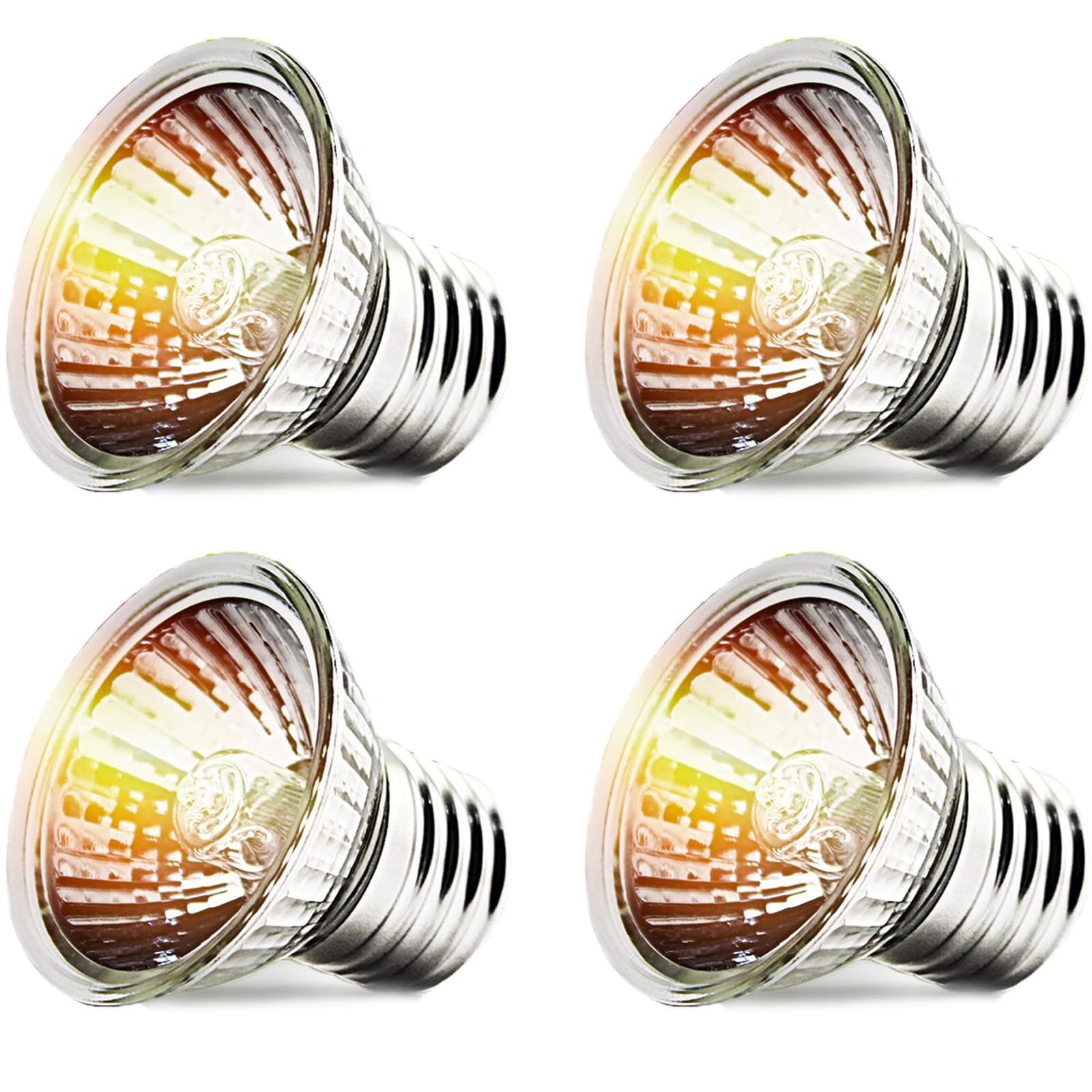 CALPALMY 4-Pack 25W UVA+UVB Reptile Heat Bulbs - Heat and Light for Reptiles and Amphibian Tanks, Terrariums and Cages - Works with Turtle Lizard Various Amphibian Terrarium Heat Lamp Fixtures
