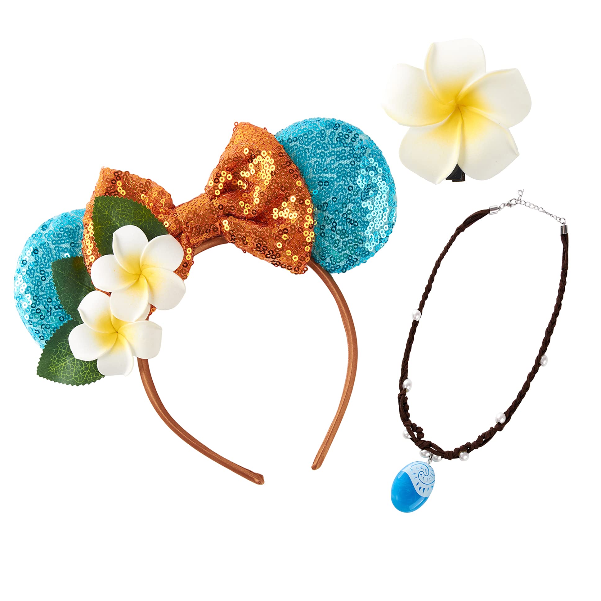 Photo 1 of Mouse Ears Bow Headband for Princess Necklace Halloween Party Costume Accessories for Girls Women Blue