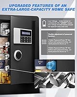 Vista 14 de Caja de seguridad grande a prueba de fuego impermeable de 6.0 pies cúbicos para documentos de oficina, caja de seguridad oculta de acero resistente