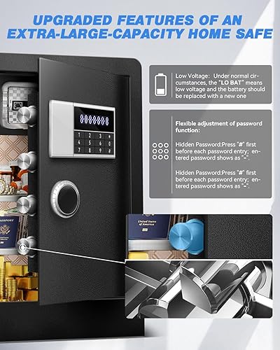 Miniatura 8 de Caja de seguridad impermeable súper grande a prueba de fuego de 8.5 pies cúbicos para documentos de oficina, caja de seguridad oculta de acero