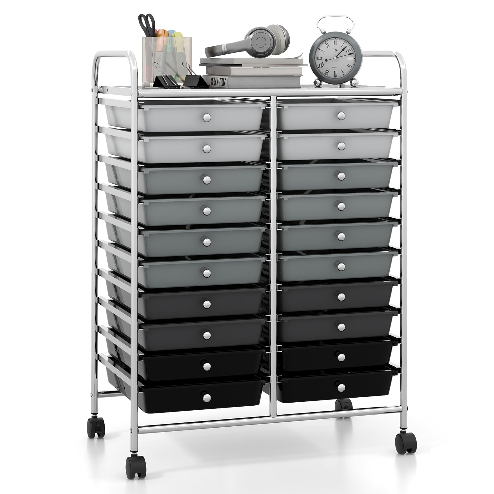 Giantex 20 Drawers Rolling Cart, Mobile Storage Drawer Cart, Classroom Organizer Cart for Office School Supplies Teacher Tools Paper Craft Small